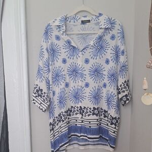 Jasmine White and Blue Floral Tunic
